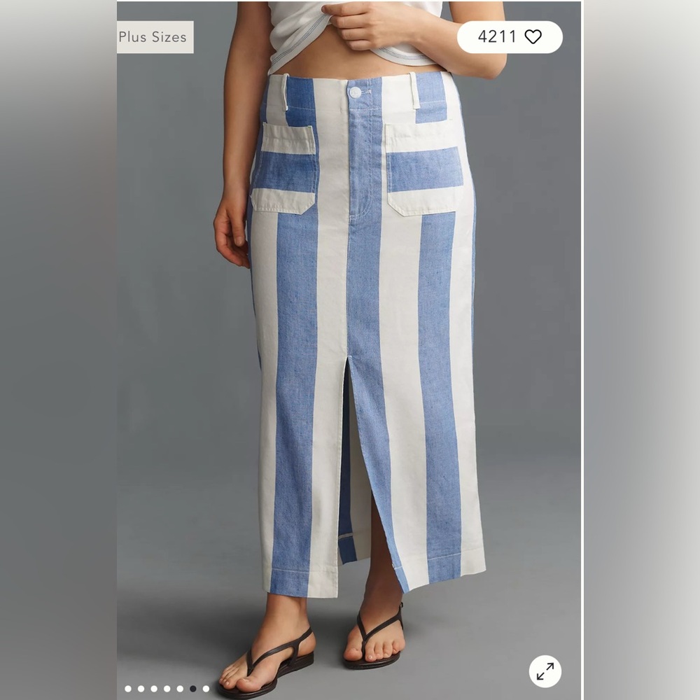 NWT Anthropologie The Colette Maxi Skirt by Maeve Preppy Stripe Large - Picture 6 of 9